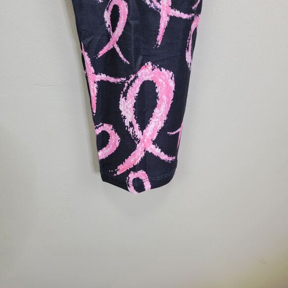 Pink Ribbon Awareness Polyester Spandex Ankle Leggings One Size‎ Fits All - Picture 4 of 7